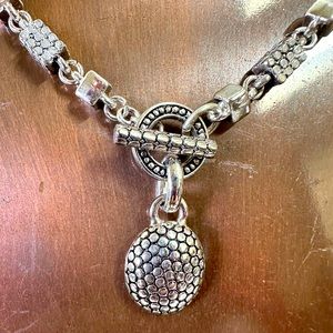 Reversible, Chunky Silver Necklace with Toggle Closure